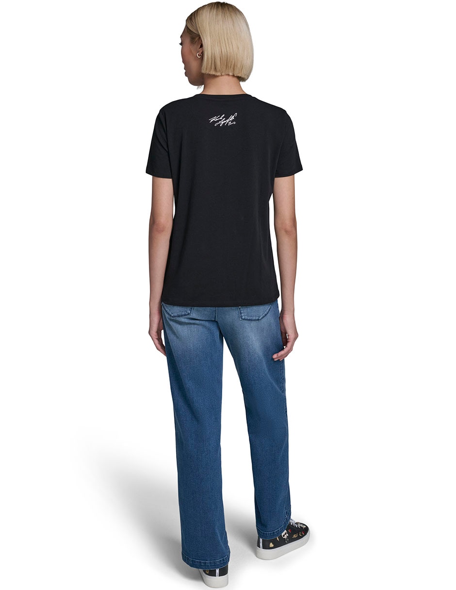 Playera manga corta Karl Lagerfeld Paris cuello redondo para mujer