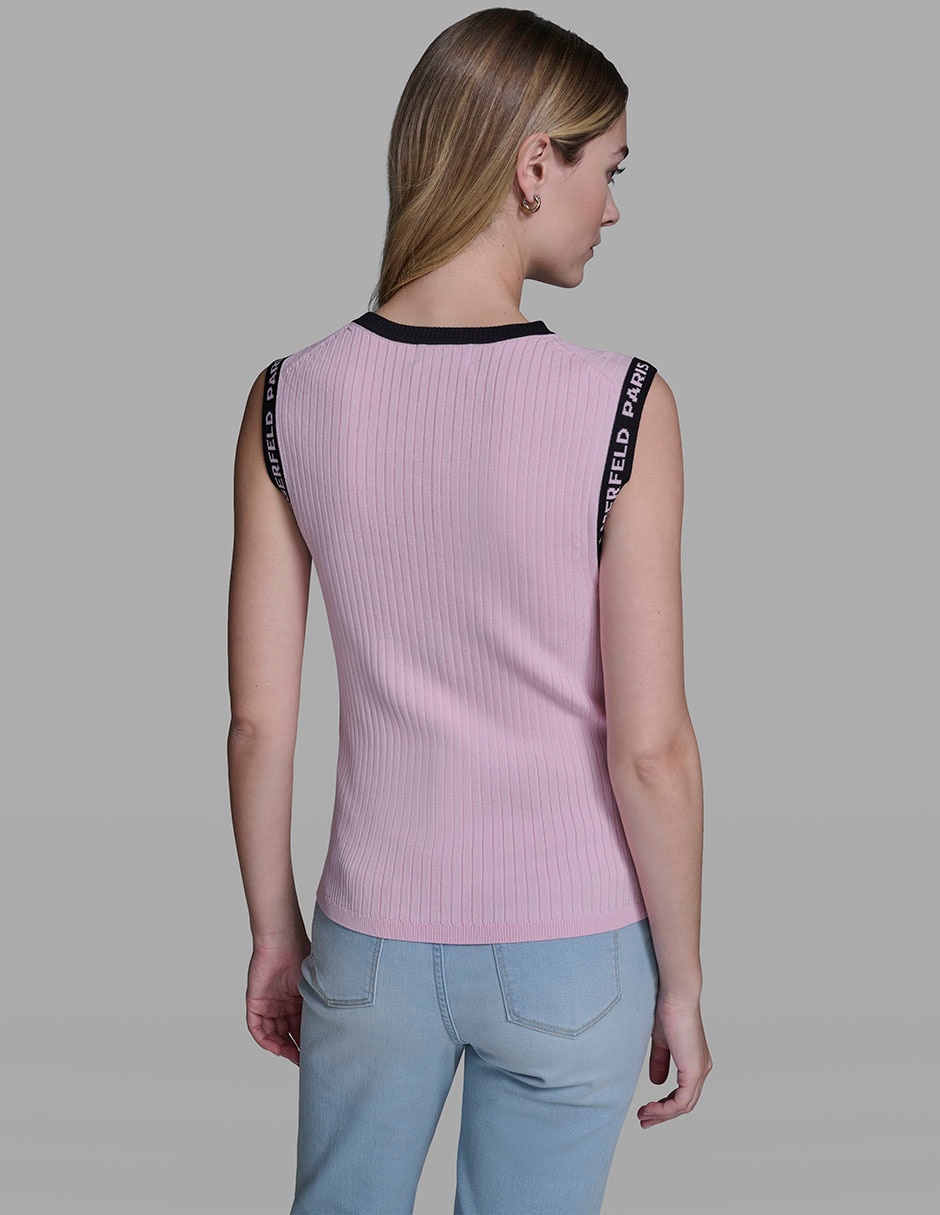 Top Karl Lagerfeld Paris cuello redondo