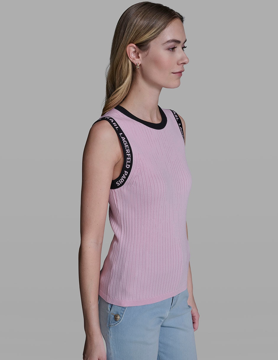 Top Karl Lagerfeld Paris cuello redondo