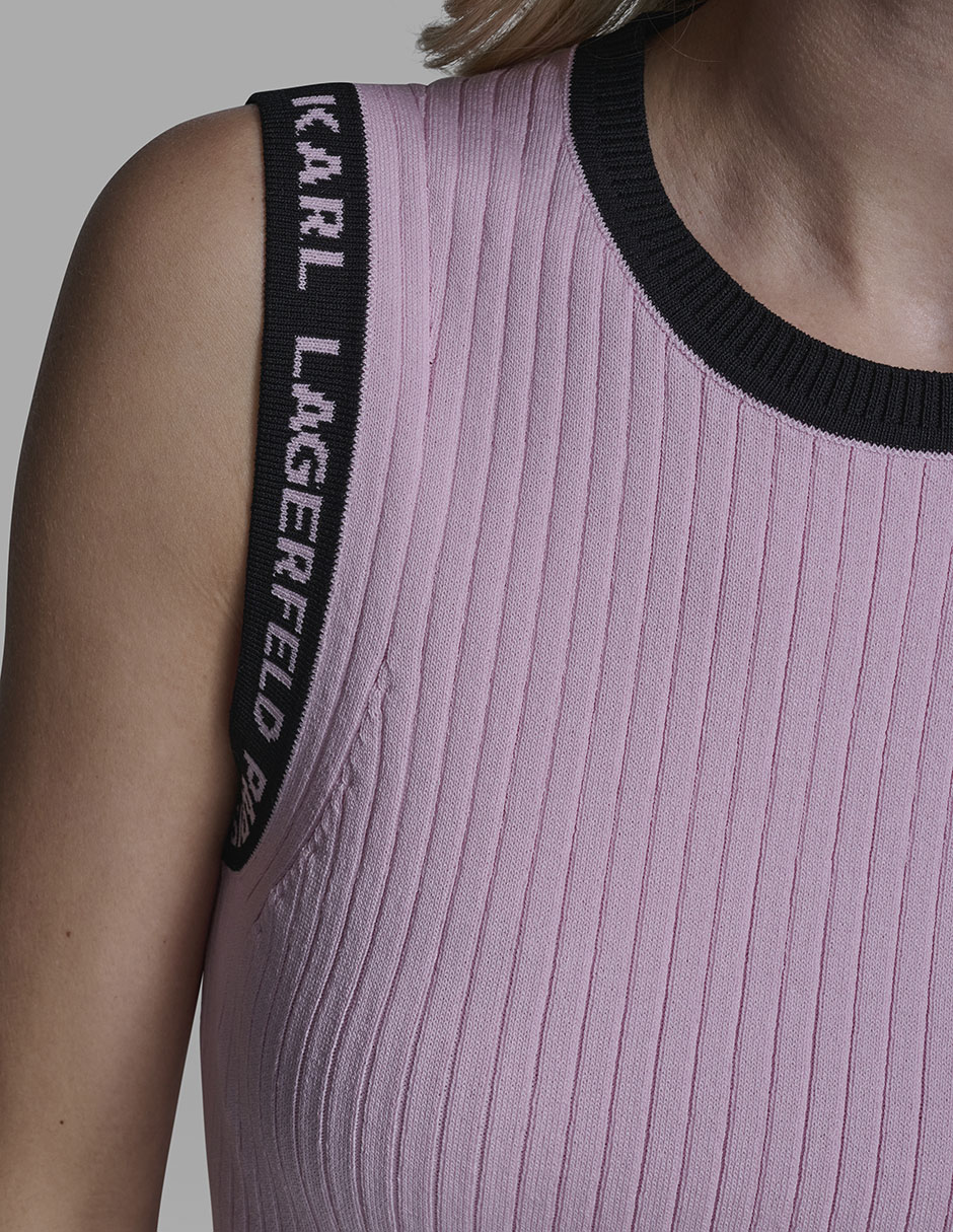 Top Karl Lagerfeld Paris cuello redondo