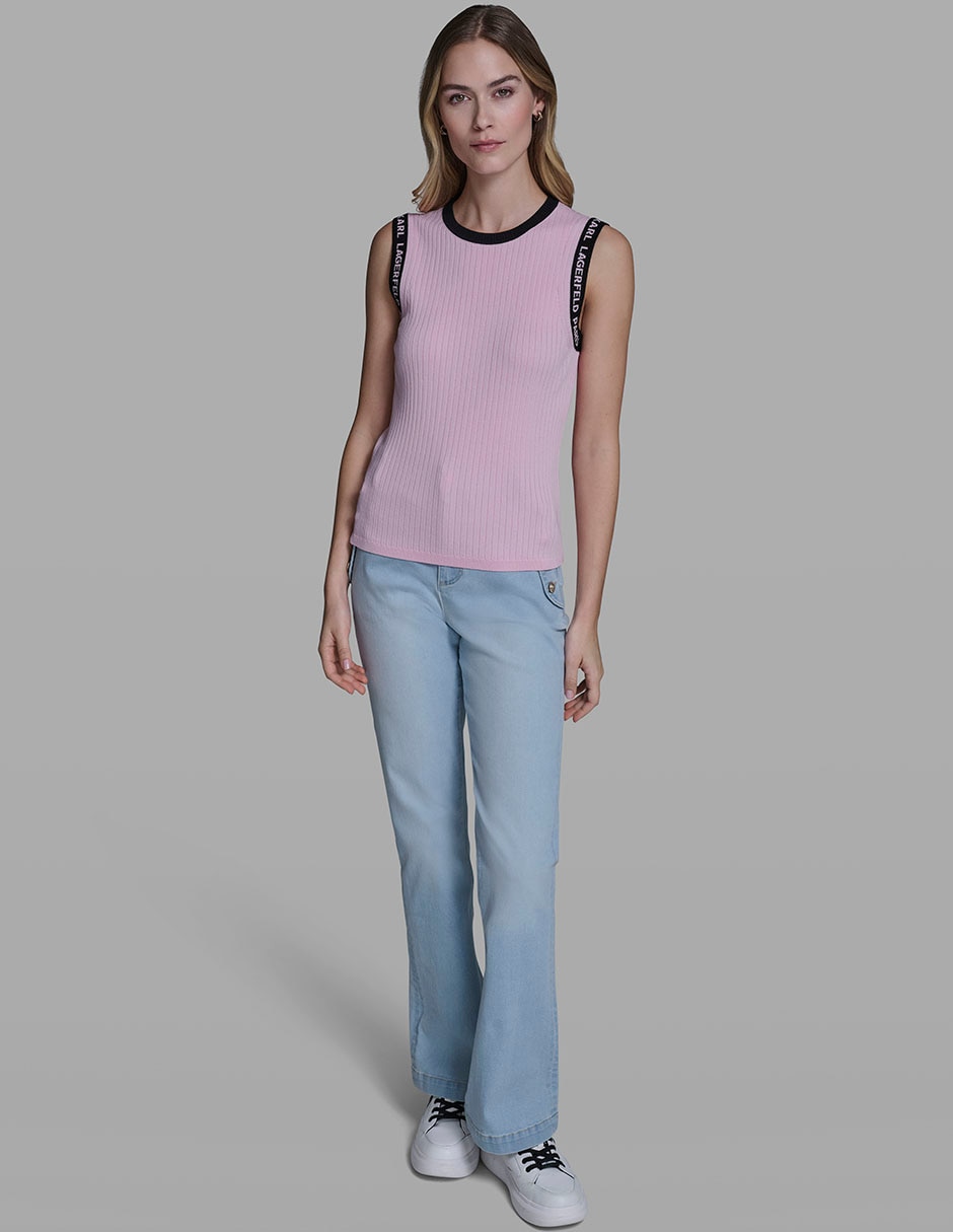 Top Karl Lagerfeld Paris cuello redondo