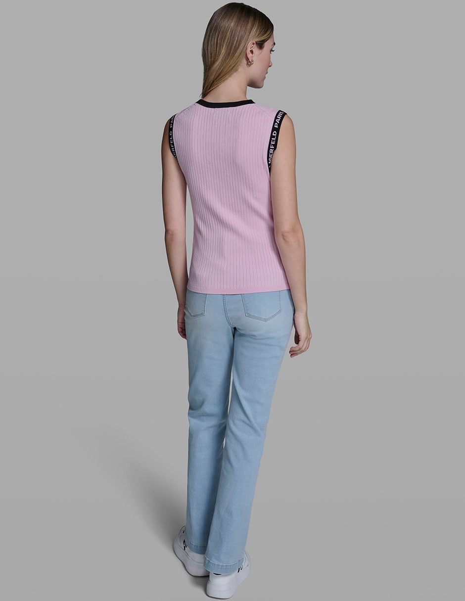 Top Karl Lagerfeld Paris cuello redondo