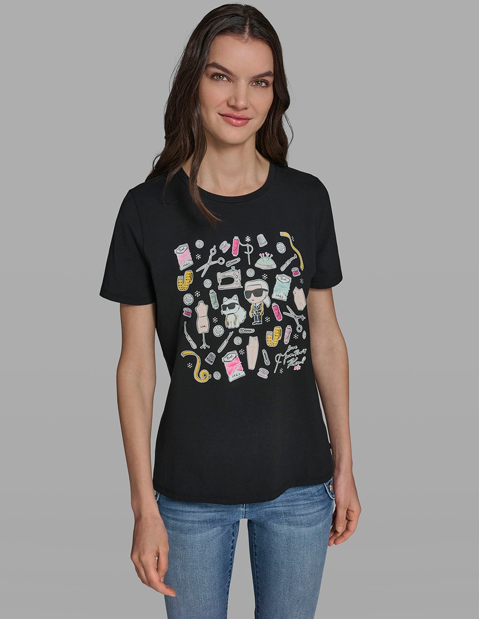 Playera manga corta cuello redondo para mujer Playera manga corta cuello redondo para mujer