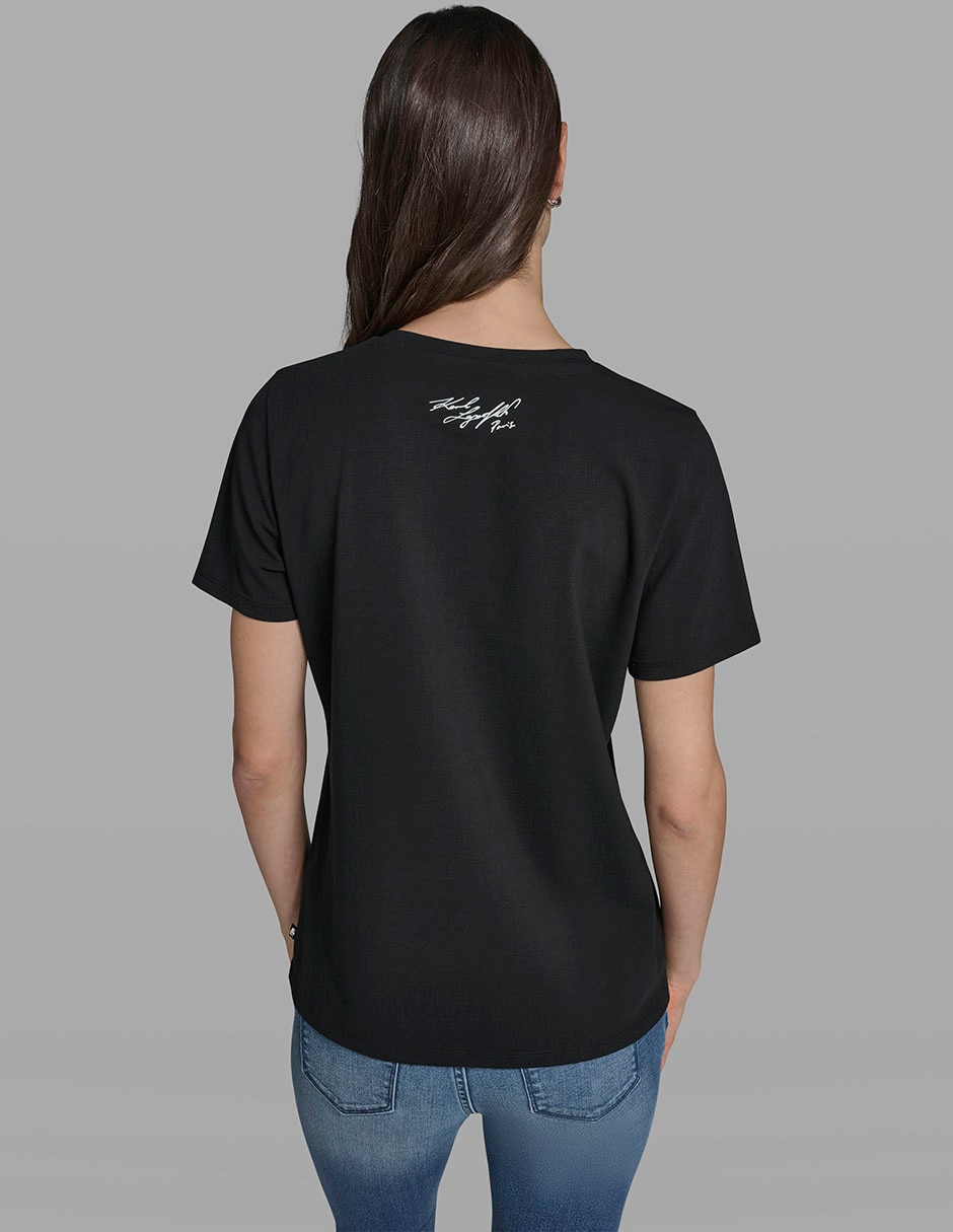 Playera manga corta Karl Lagerfeld Paris cuello redondo para mujer