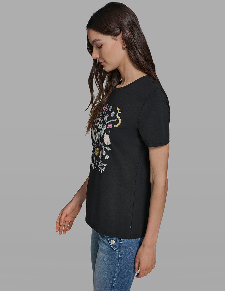 Playera manga corta Karl Lagerfeld Paris cuello redondo para mujer