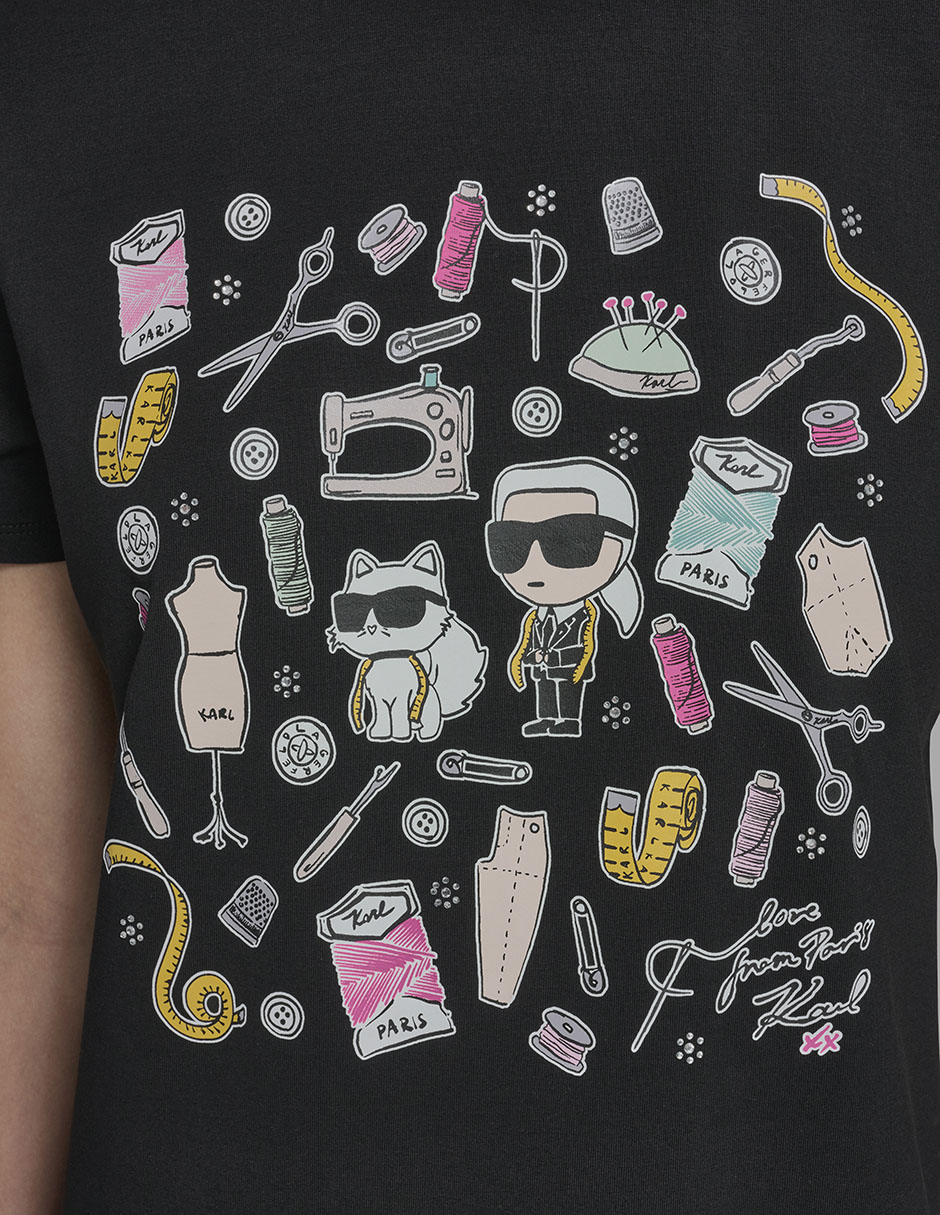 Playera manga corta Karl Lagerfeld Paris cuello redondo para mujer