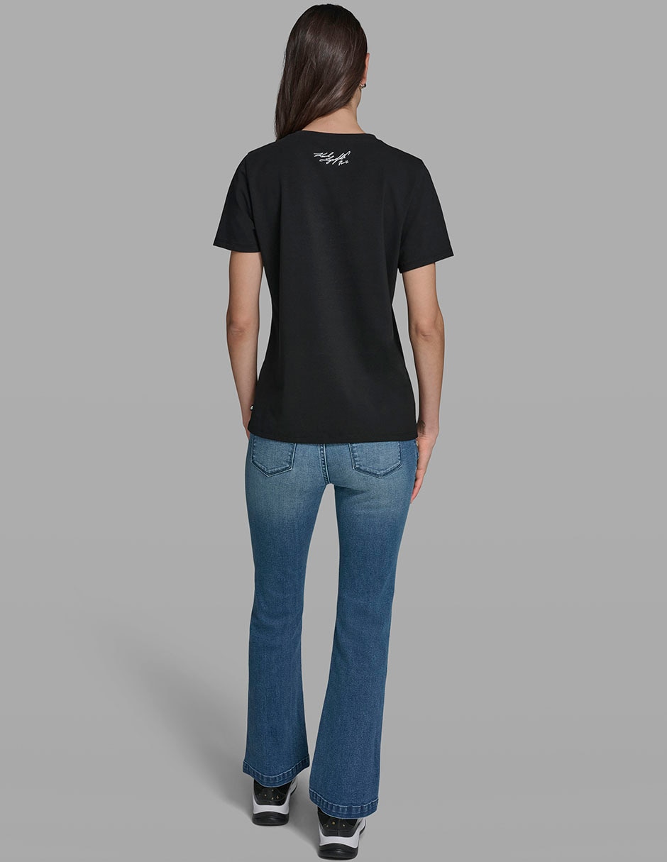 Playera manga corta Karl Lagerfeld Paris cuello redondo para mujer