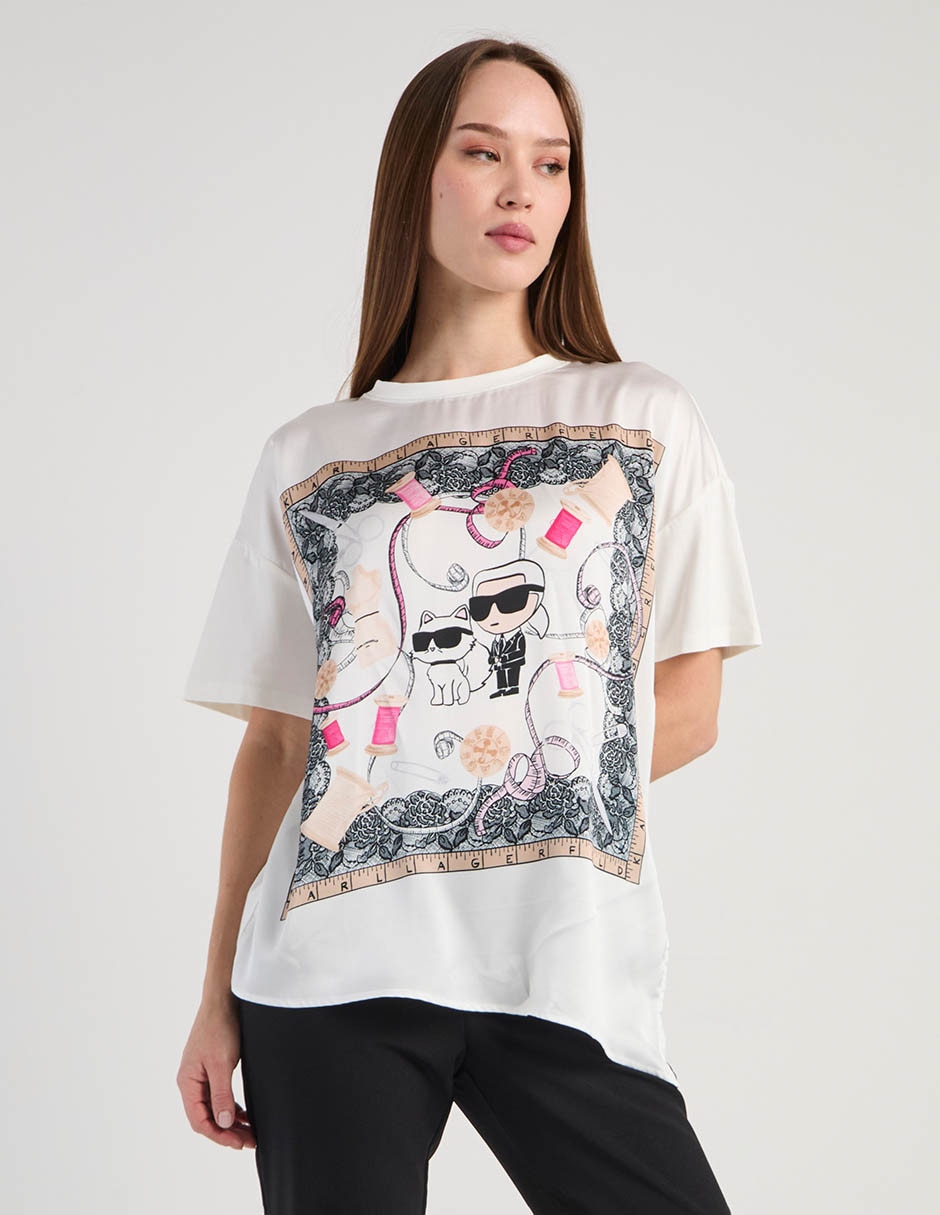 Playera manga corta karl lagerfeld paris spring cuello redondo para mujer