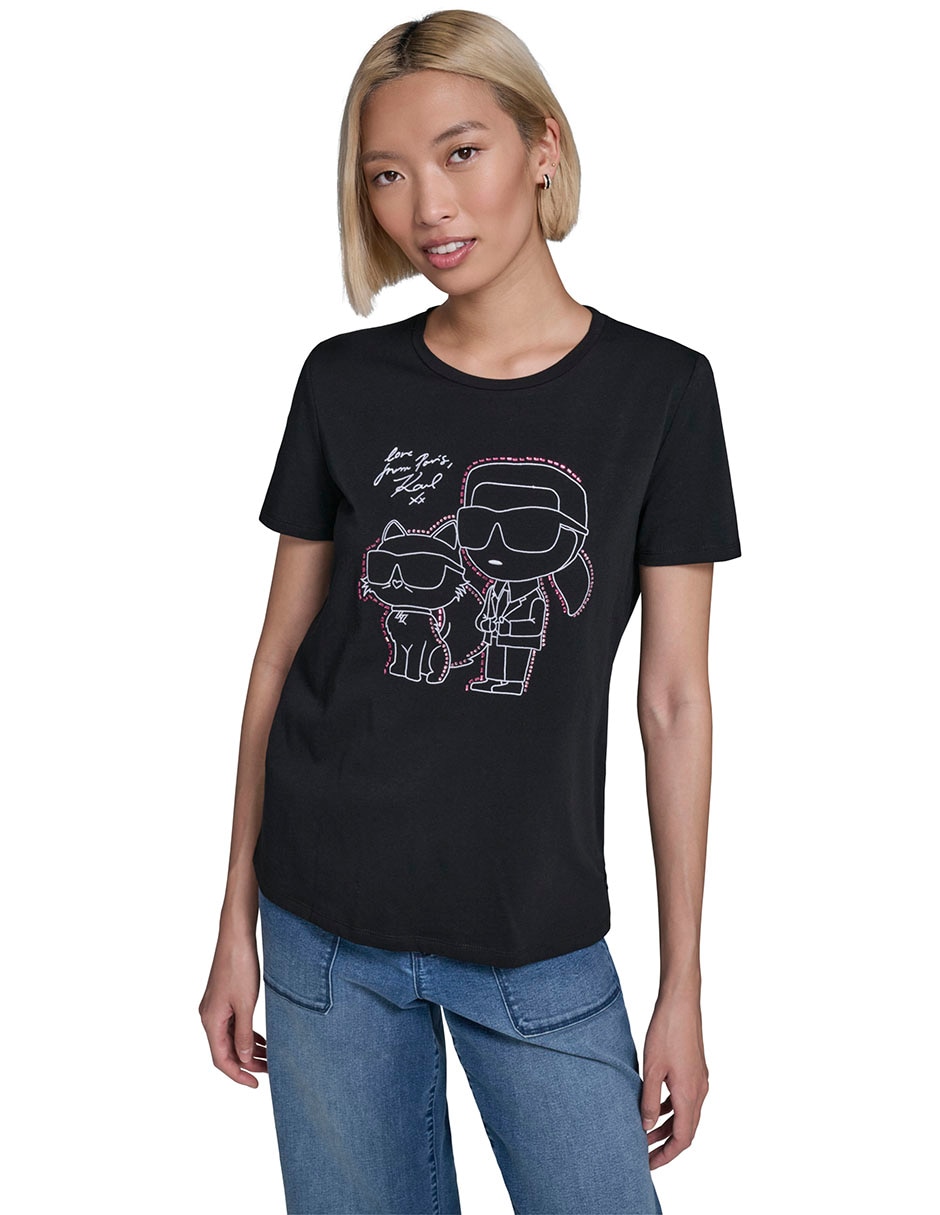 Playera manga corta cuello redondo para mujer Playera manga corta cuello redondo para mujer
