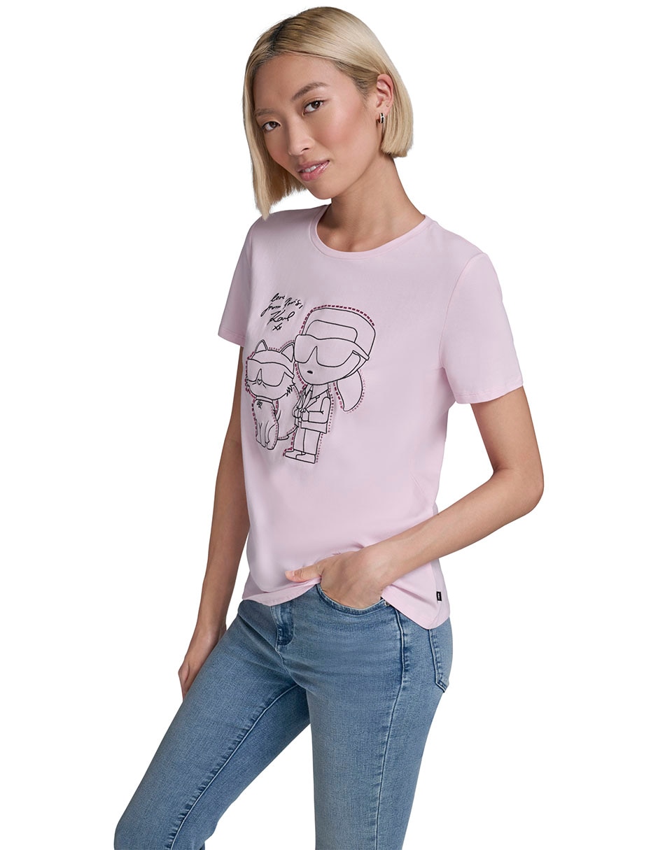 Playera manga corta cuello redondo para mujer Playera manga corta cuello redondo para mujer