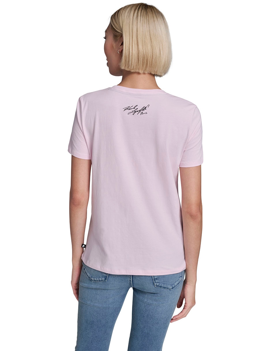 Playera manga corta Karl Lagerfeld Paris cuello redondo para mujer