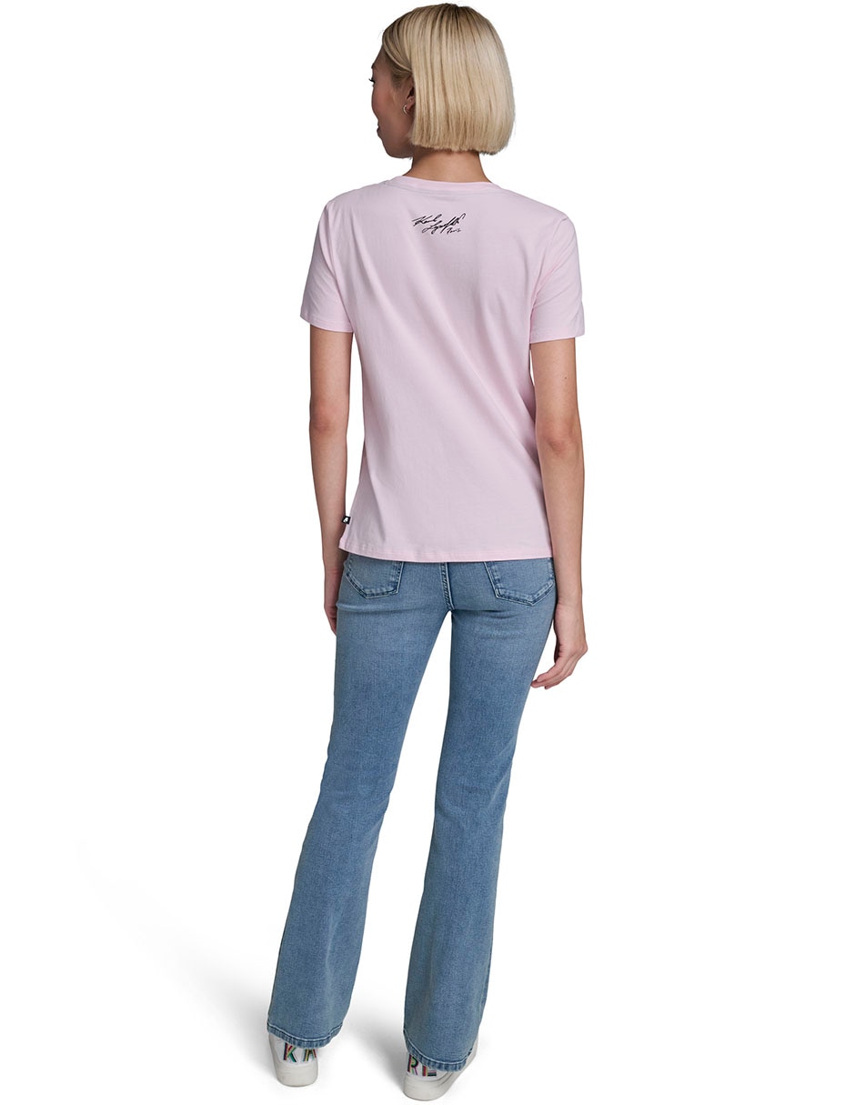 Playera manga corta Karl Lagerfeld Paris cuello redondo para mujer