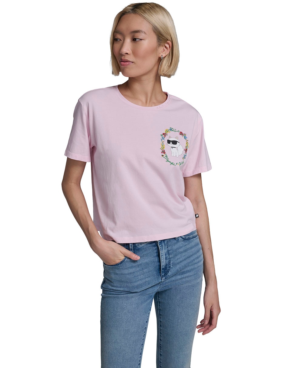 Playera manga corta cuello redondo para mujer Playera manga corta cuello redondo para mujer