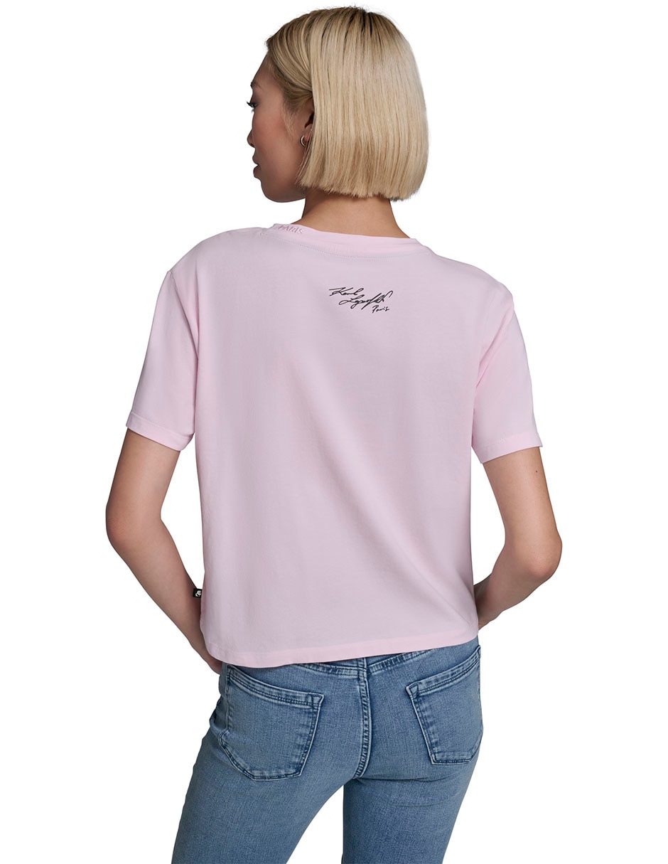 Playera manga corta Karl Lagerfeld Paris cuello redondo para mujer