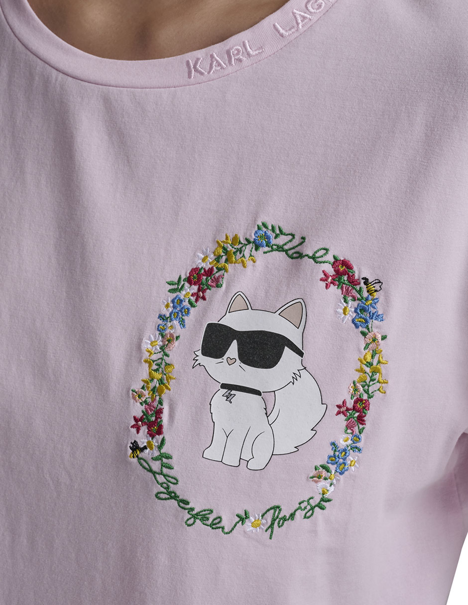 Playera manga corta Karl Lagerfeld Paris cuello redondo para mujer