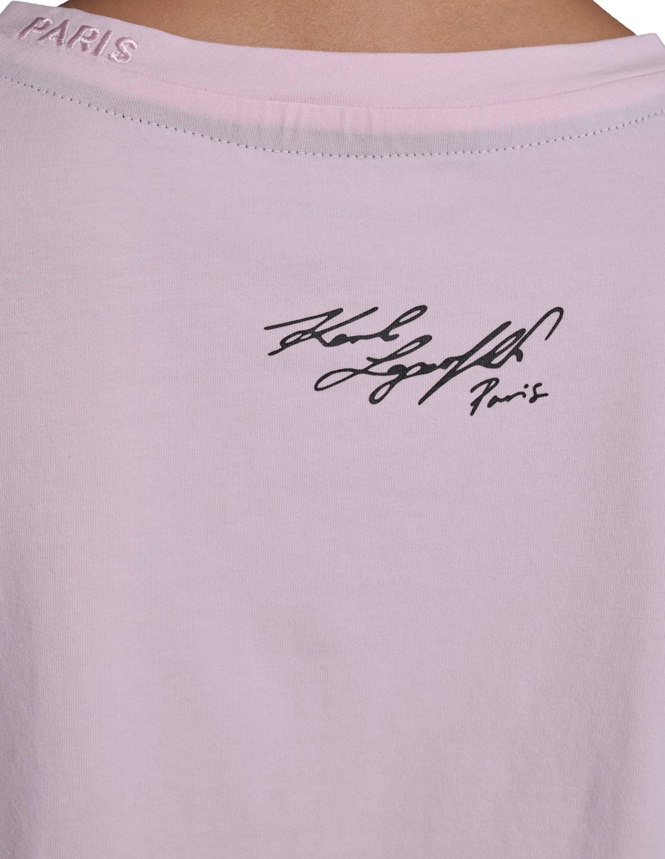 Playera manga corta Karl Lagerfeld Paris cuello redondo para mujer