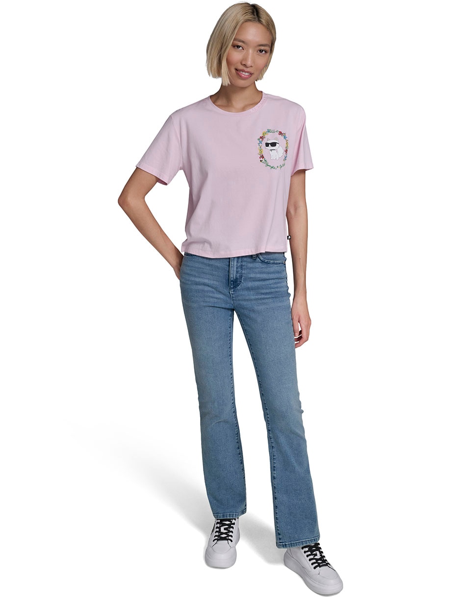 Playera manga corta Karl Lagerfeld Paris cuello redondo para mujer