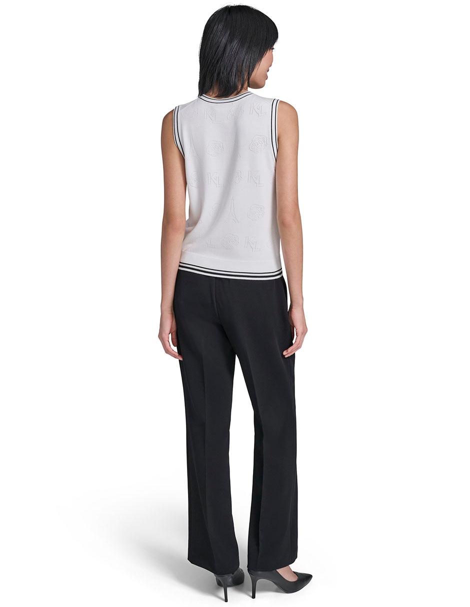 Top Karl Lagerfeld Paris cuello redondo tirante ancho