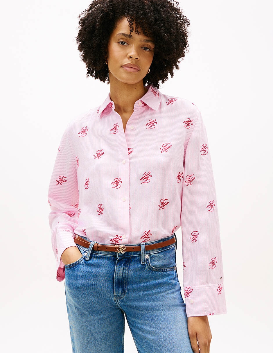 Blusa camisera manga larga para mujer