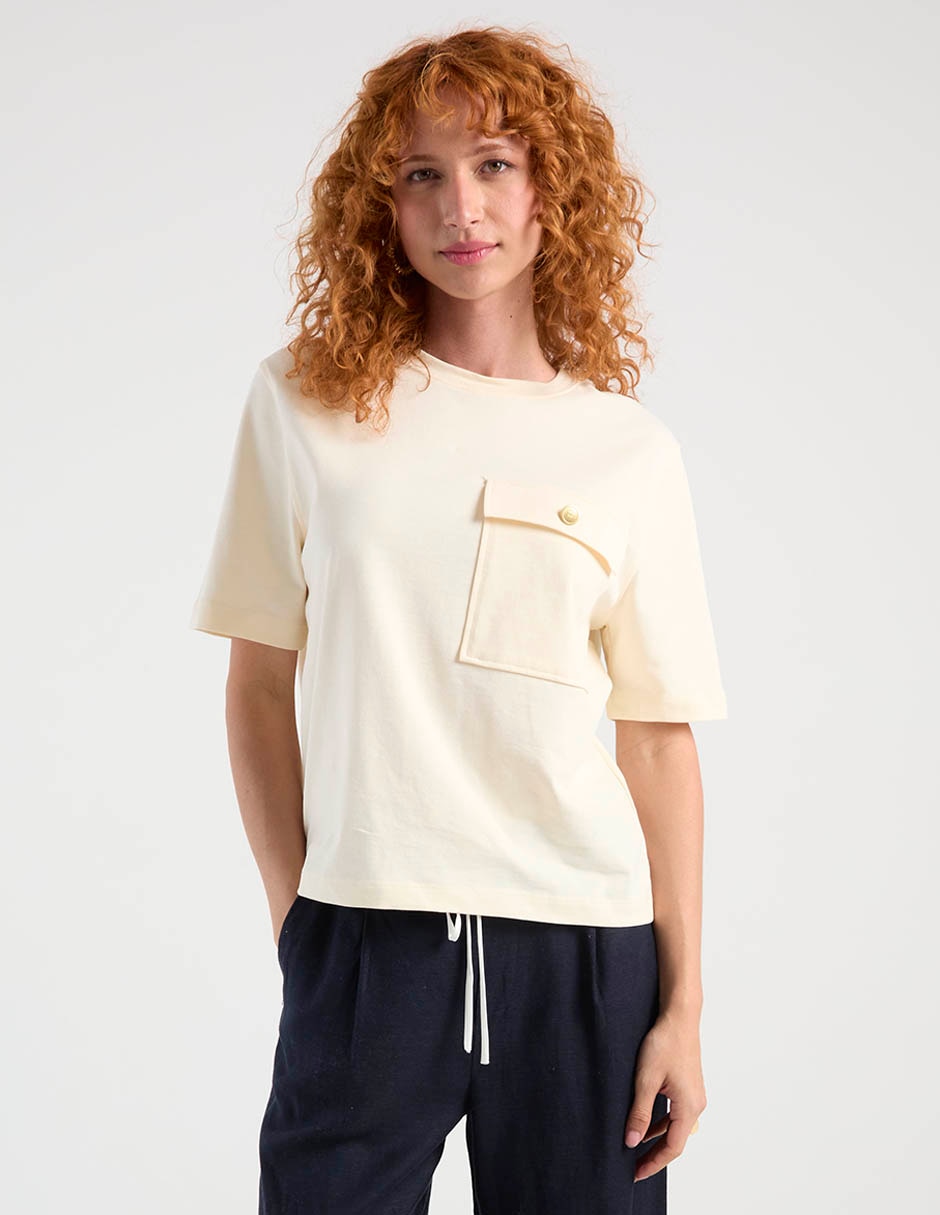 Playera manga corta cuello redondo para mujer