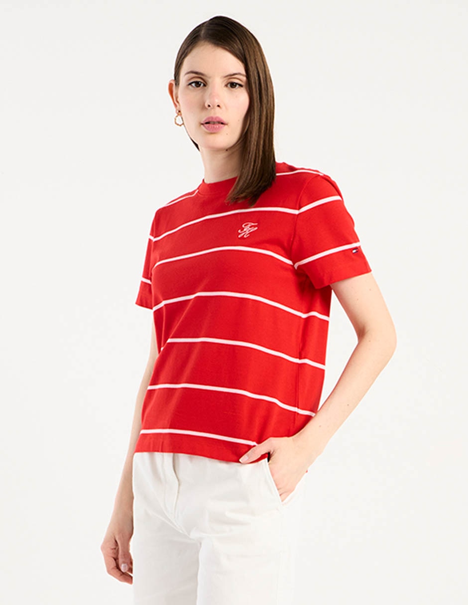 Playera manga corta Tommy Hilfiger cuello redondo para mujer