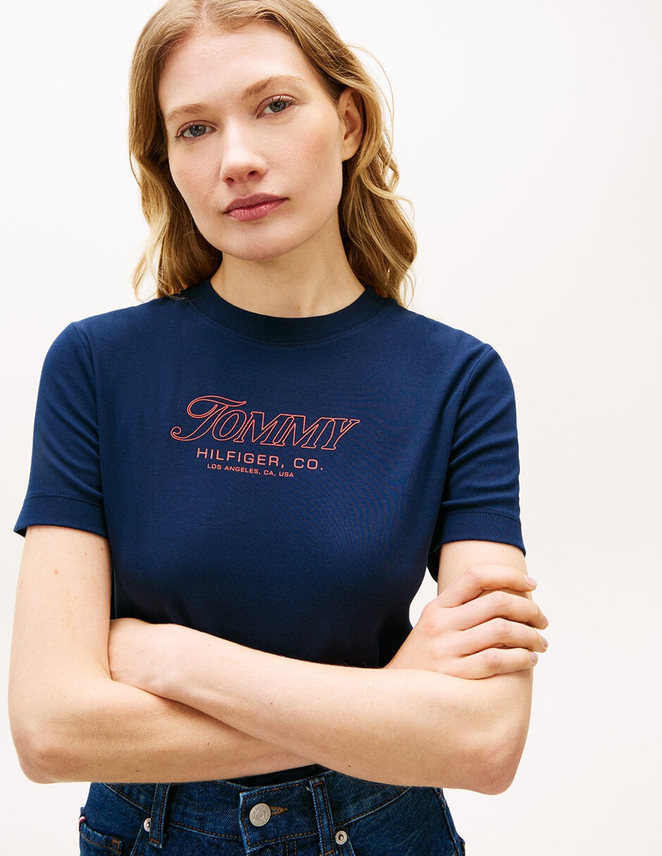 Playera manga corta Tommy cuello redondo para mujer