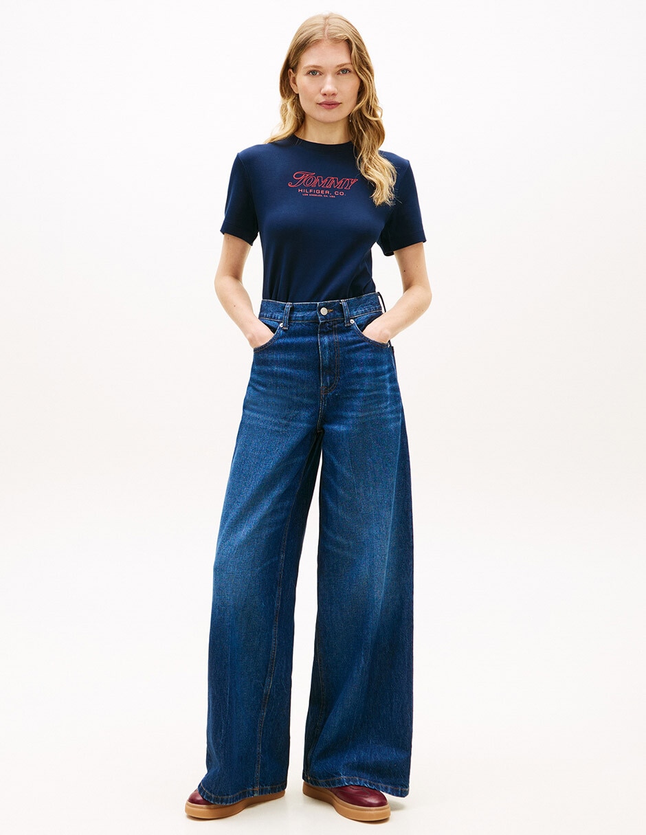 Playera manga corta Tommy cuello redondo para mujer