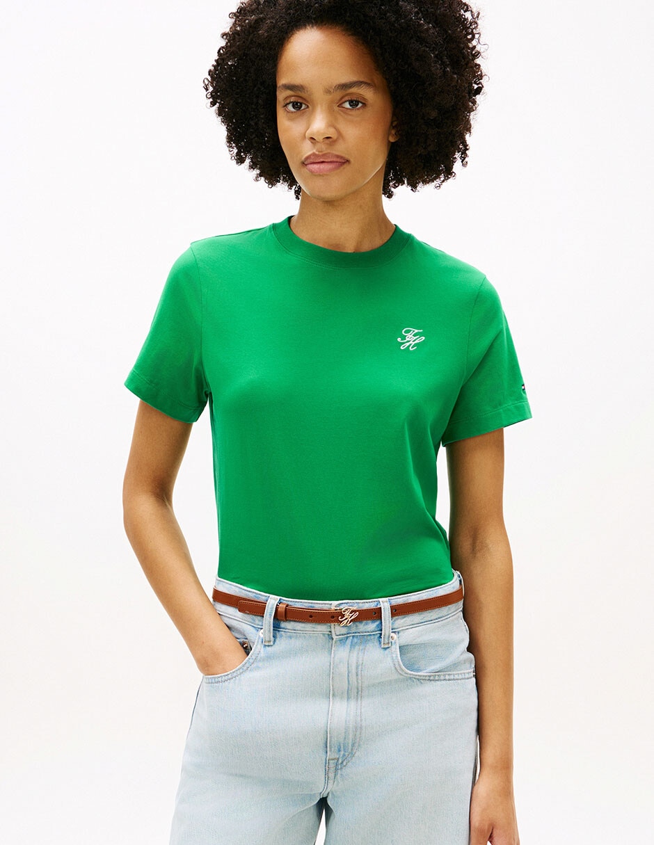 Playera manga corta cuello redondo para mujer