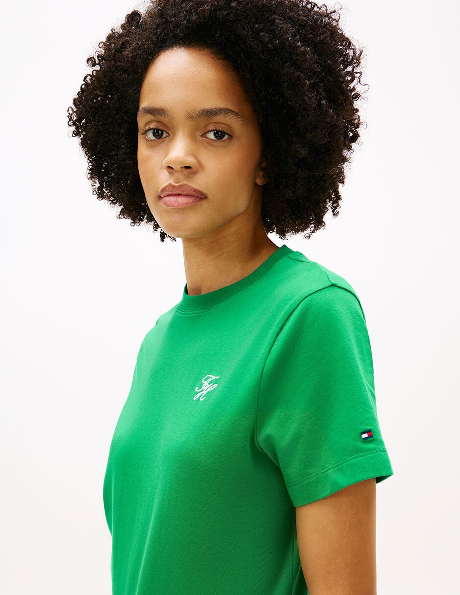 Playera manga corta Tommy cuello redondo para mujer