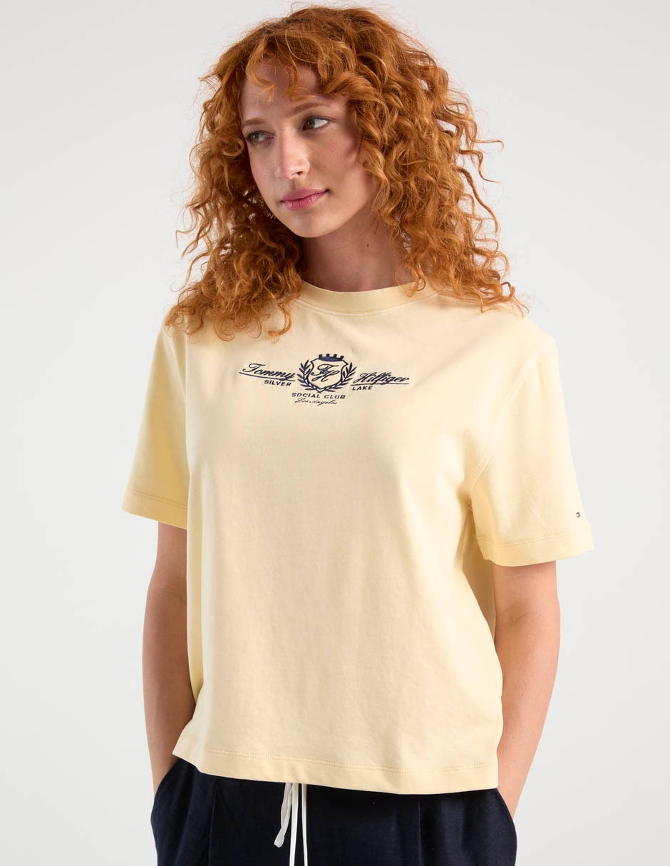 Playera manga corta cuello redondo para mujer