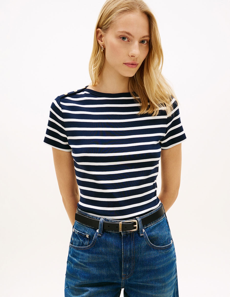 Playera manga corta cuello redondo para mujer