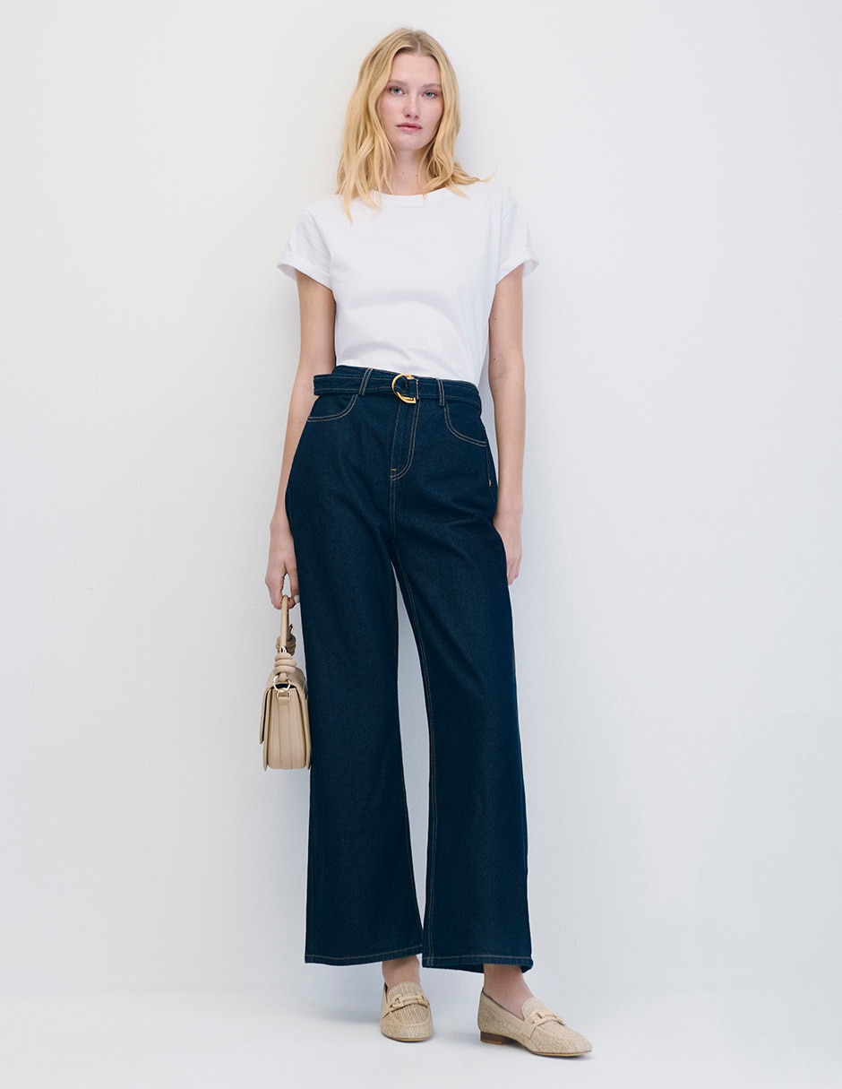 Jeans wide leg cintura alta para mujer 5