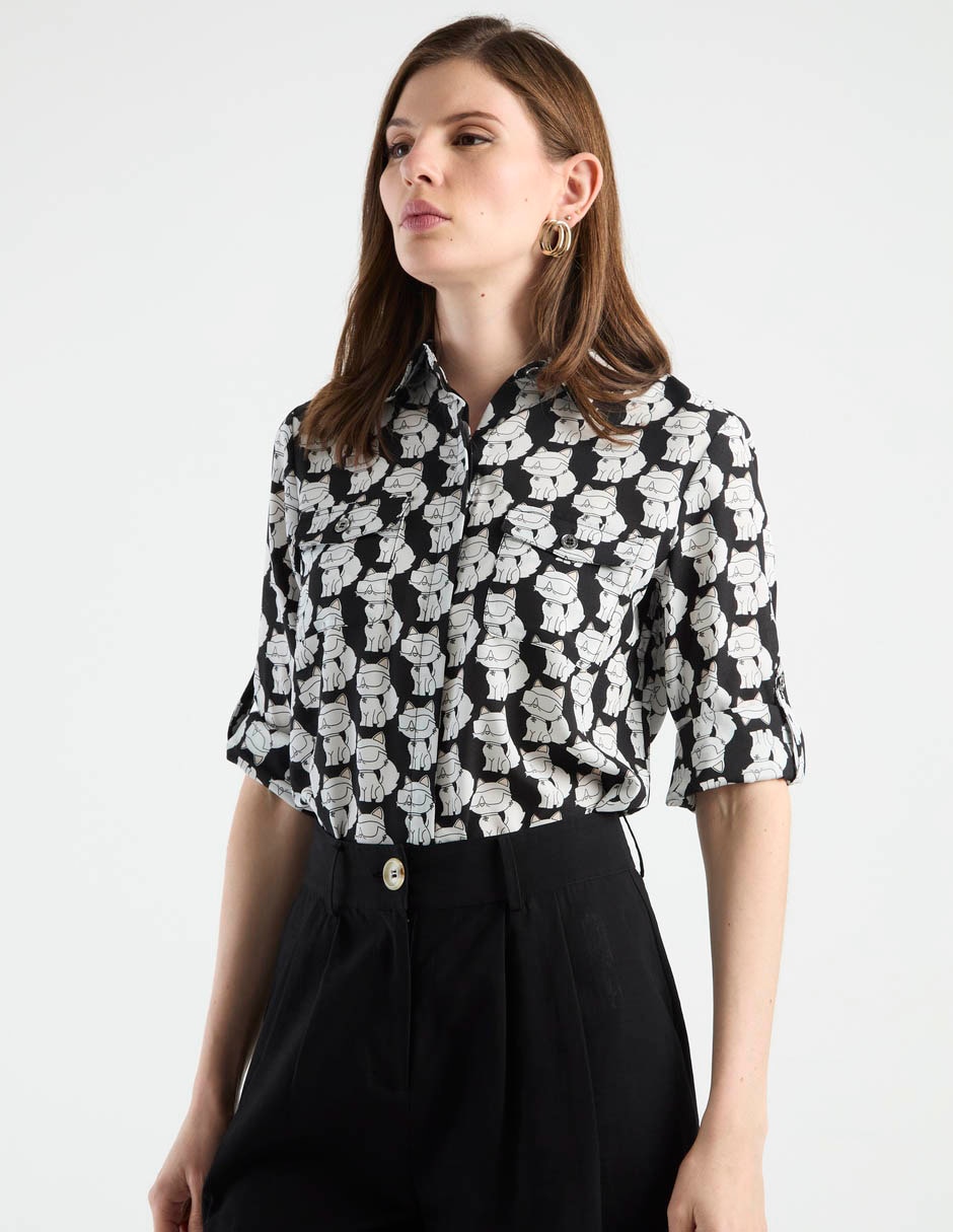 Blusa camisera manga al codo para mujer 2