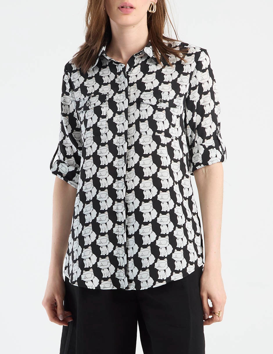 Blusa camisera manga al codo para mujer 7