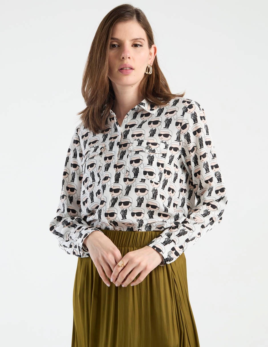Blusa camisera manga larga para mujer