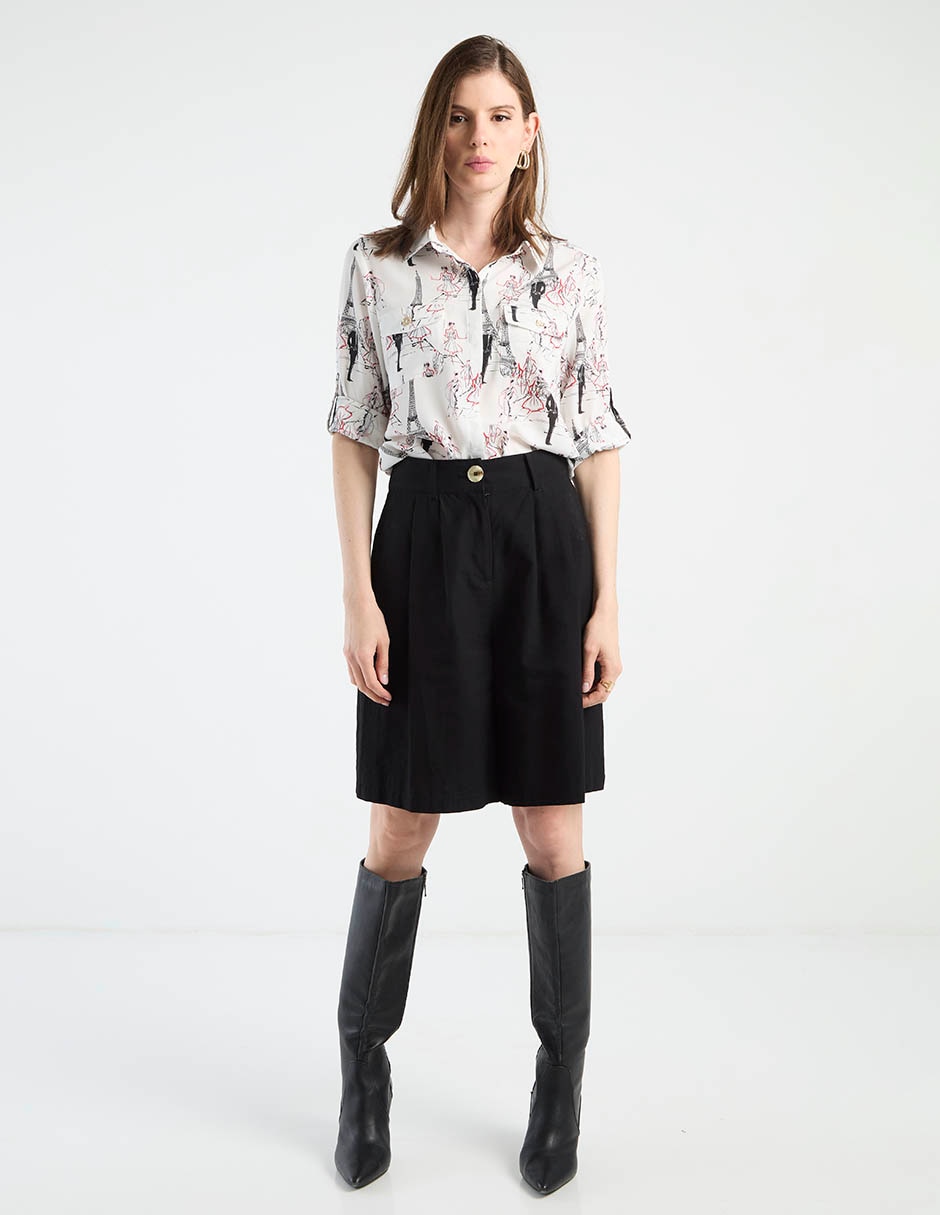 Blusa camisera Karl Lagerfeld Paris manga larga para mujer