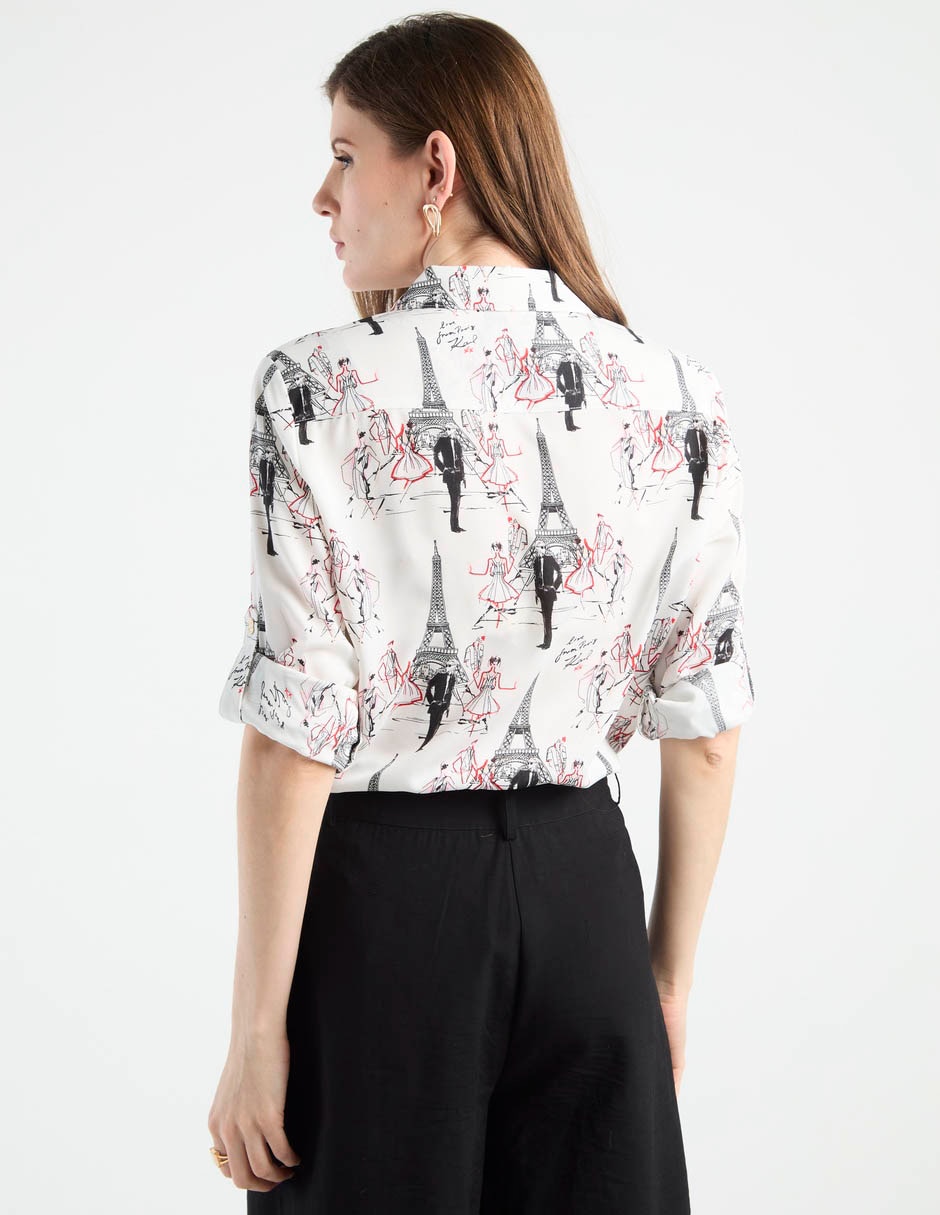 Blusa camisera Karl Lagerfeld Paris manga larga para mujer