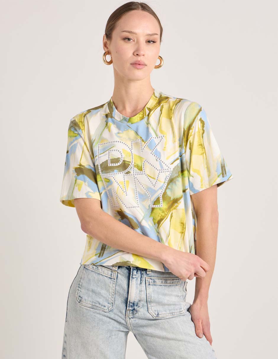 Playera manga corta Dkny cuello redondo para mujer