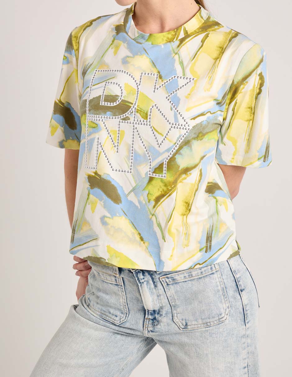 Playera manga corta Dkny cuello redondo para mujer
