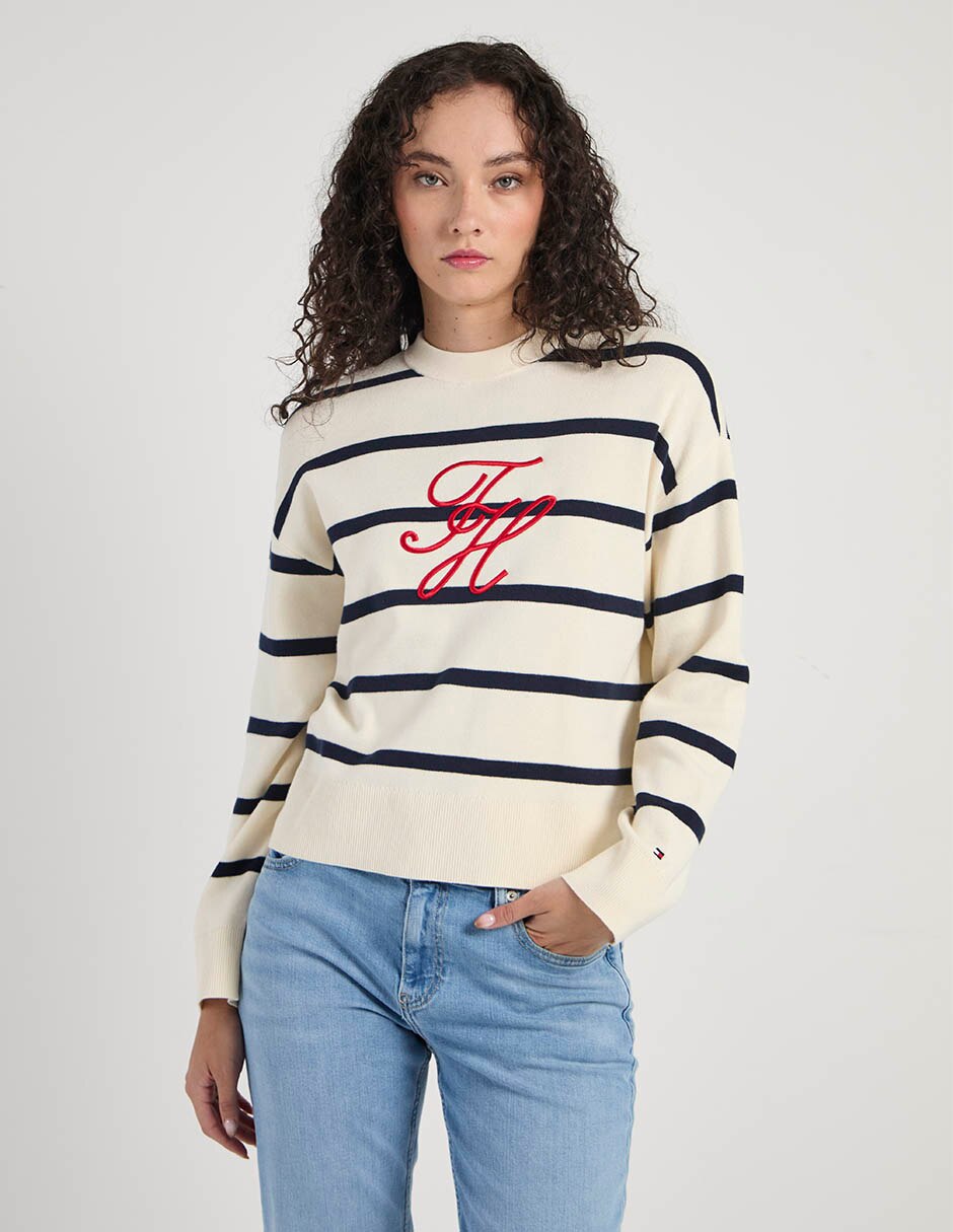 Suéter hilfiger cuello redondo para mujer 2