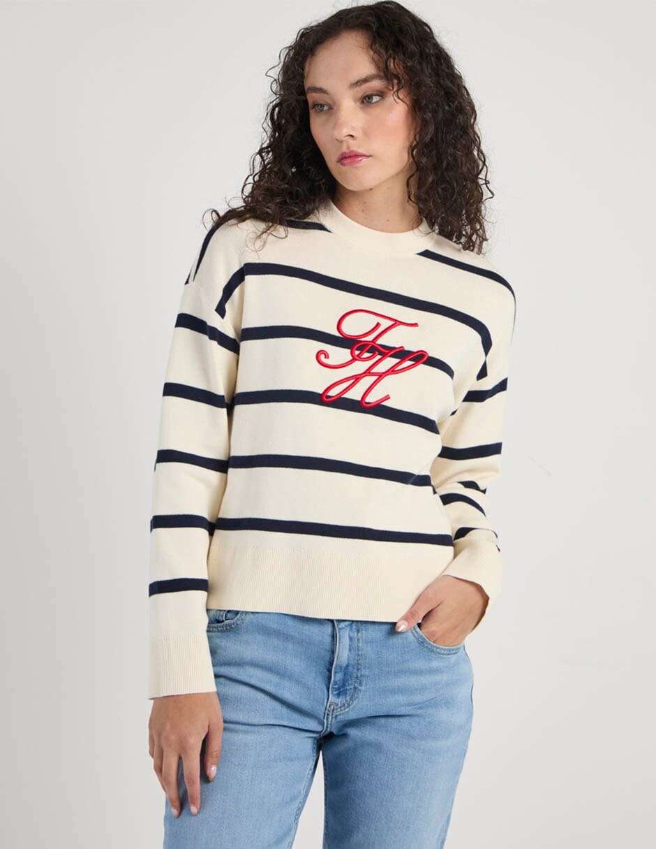 Suéter hilfiger cuello redondo para mujer