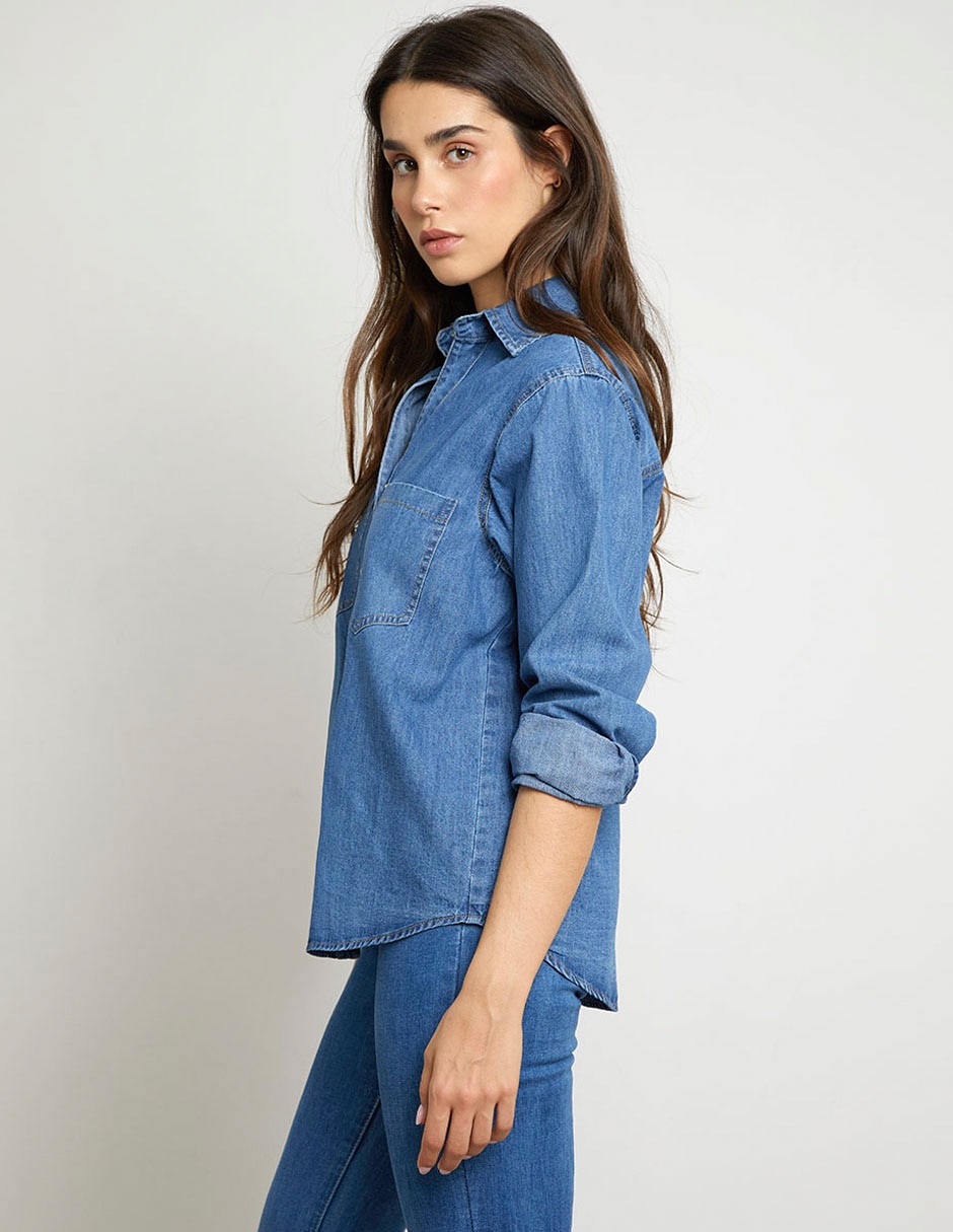 Blusa camisera manga larga para mujer 4