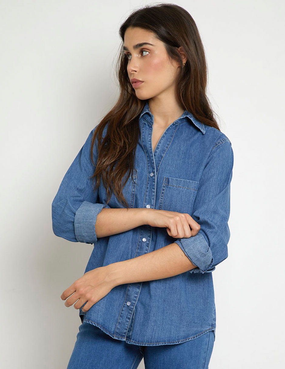 Blusa camisera manga larga para mujer 5
