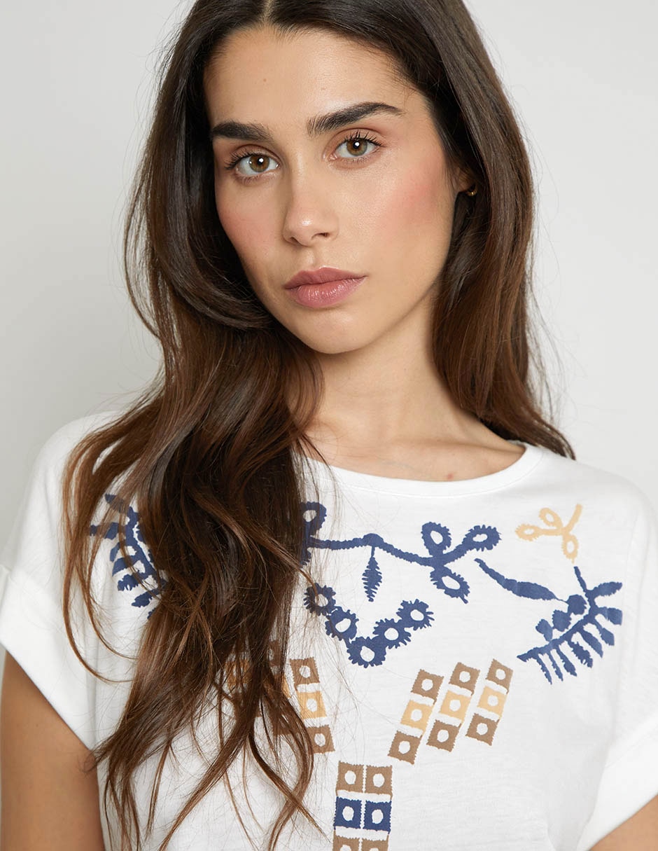 Playera manga corta cuello redondo para mujer 4