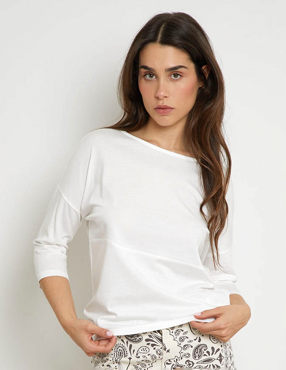 Playera manga 3/4 cuello redondo para mujer