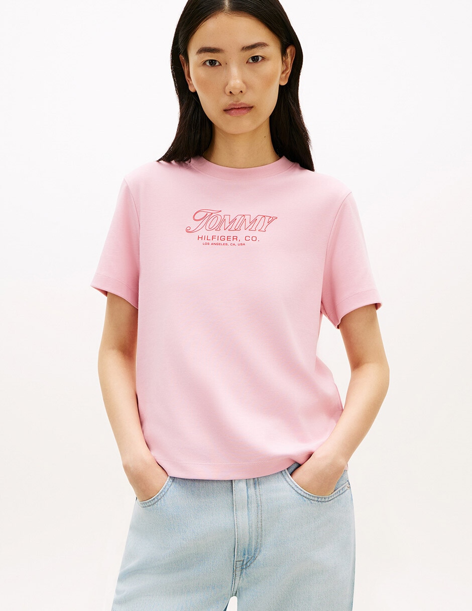 Playera manga corta cuello redondo para mujer
