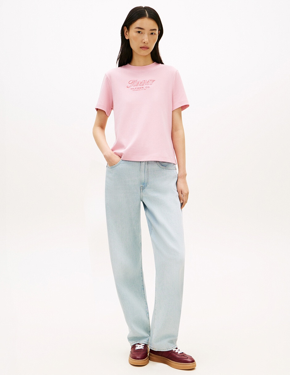 Playera manga corta Tommy cuello redondo para mujer