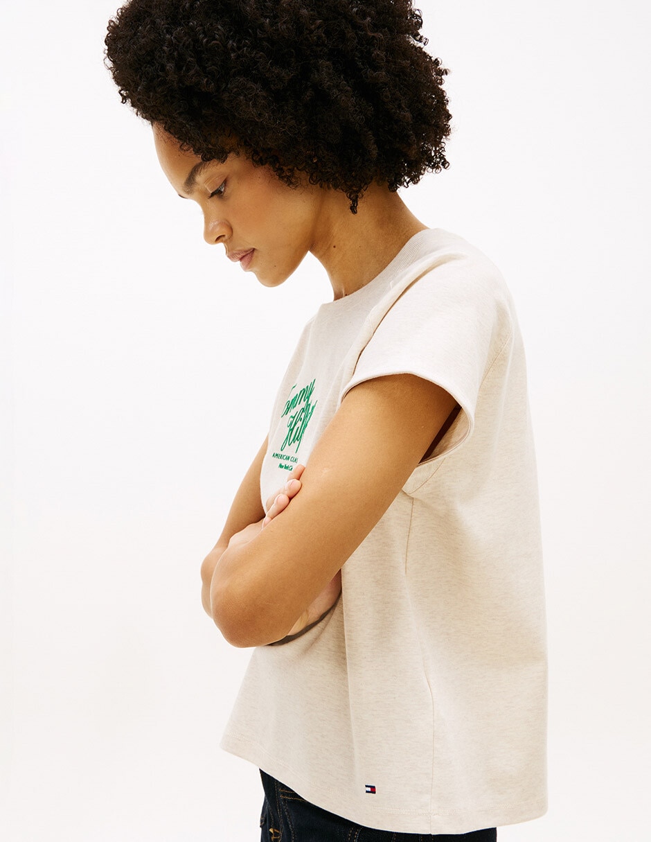 Playera manga corta Tommy cuello redondo para mujer