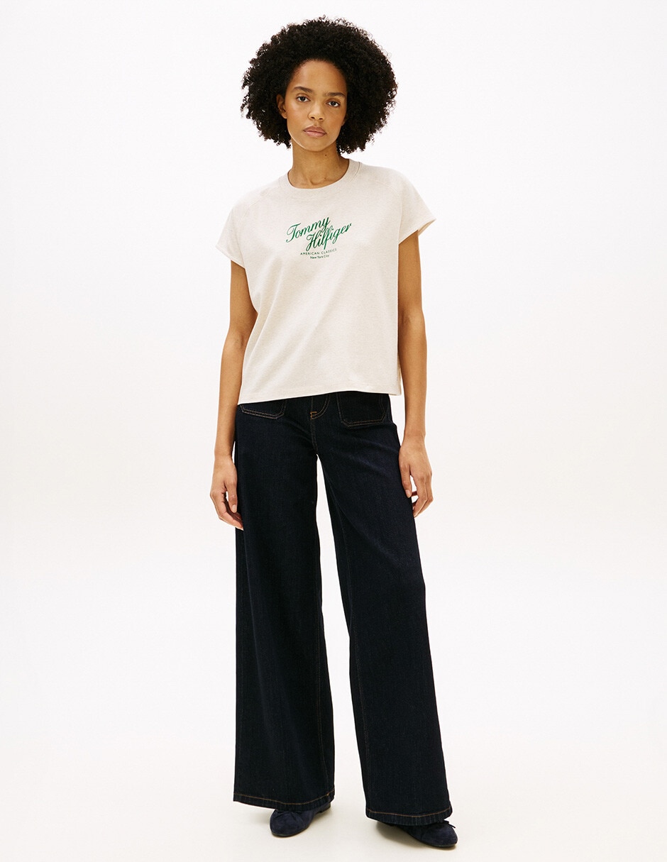 Playera manga corta Tommy cuello redondo para mujer