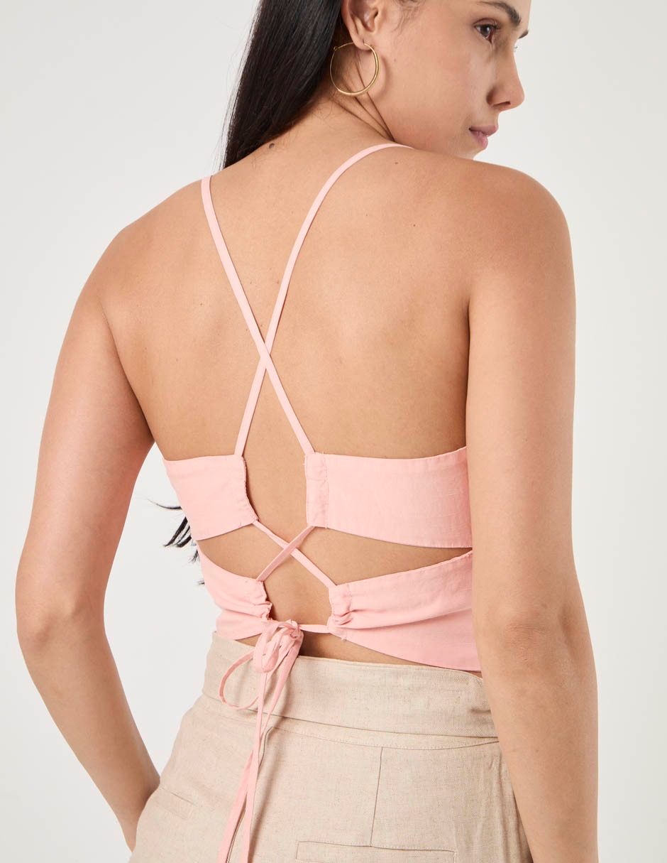 Top guess con escote v tirante cruzado